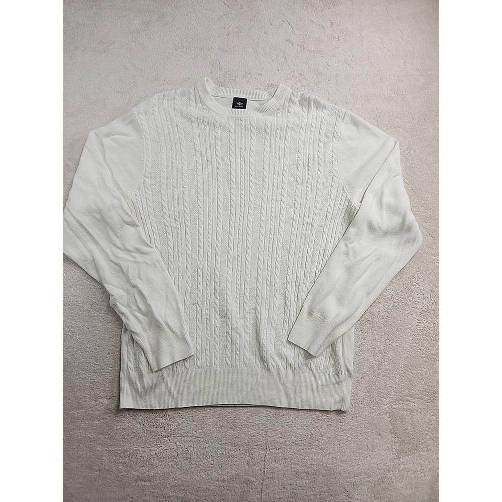 Dockers Cable Knit Pullover White Sweater Long Sleeve Size Large